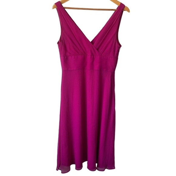 J. Crew Sophia 100% Silk Chiffon Pink Purple Wrap Bodice Lined Dress Size 10 - Picture 8 of 11